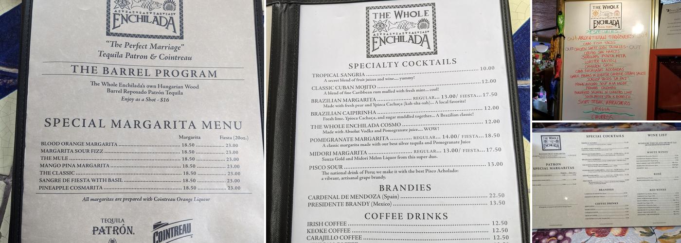 Whole Enchilada Restaurant Menu