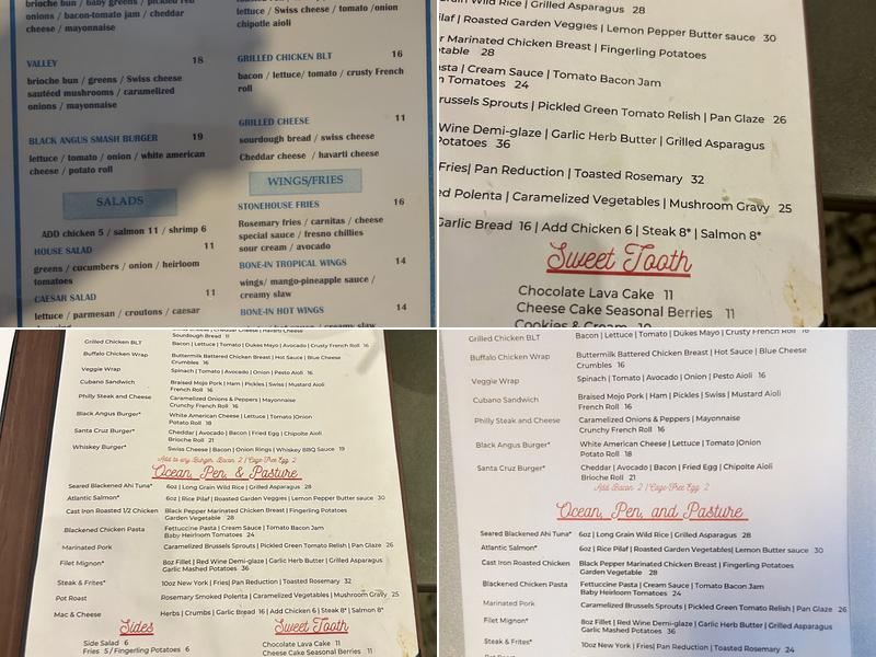 Stonehouse Bar & Grill Menu