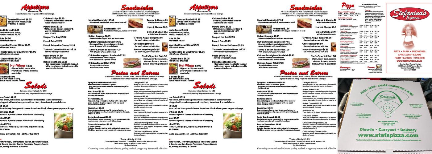 Stef’s Pizza Menu