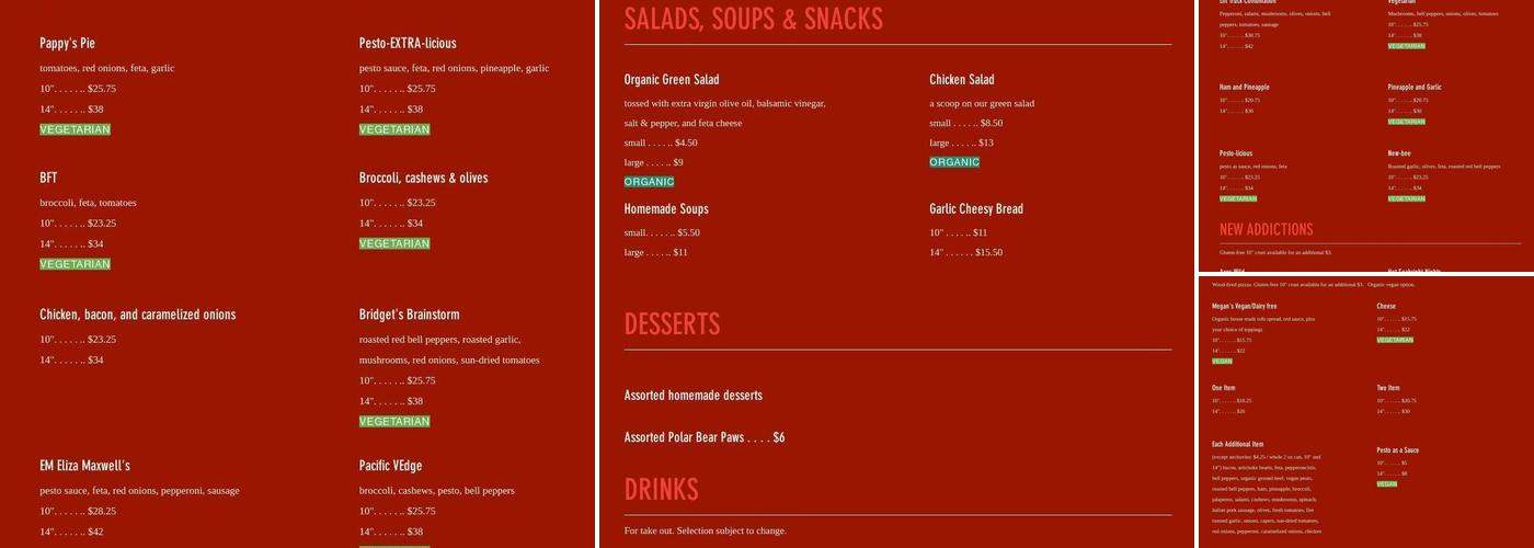 Engfer Pizza Works Menu