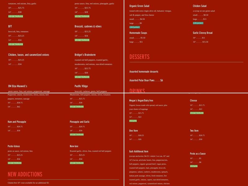 Engfer Pizza Works Menu