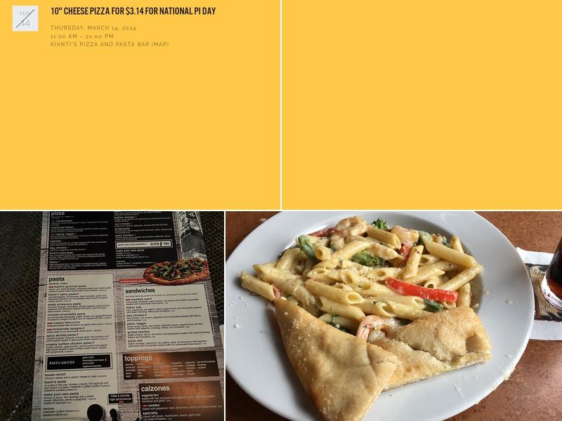 Kiantis Pizza & Pasta Bar Menu