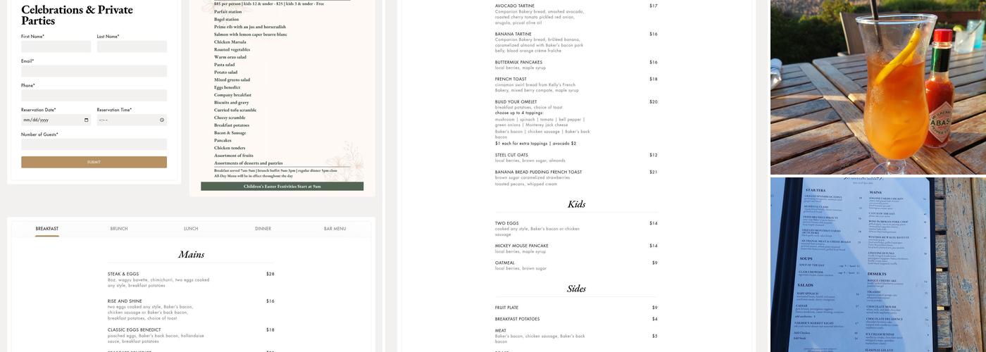 Sanderlings Restaurant Menu