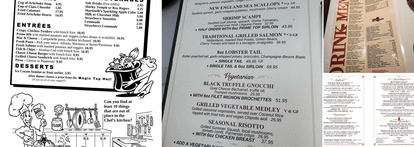 Shadowbrook Restaurant Menu