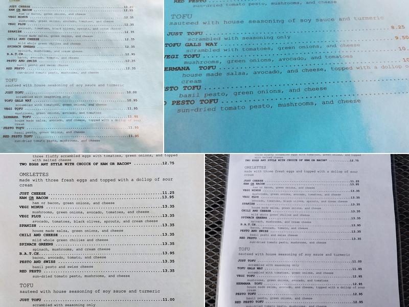 Cliff Cafe Menu