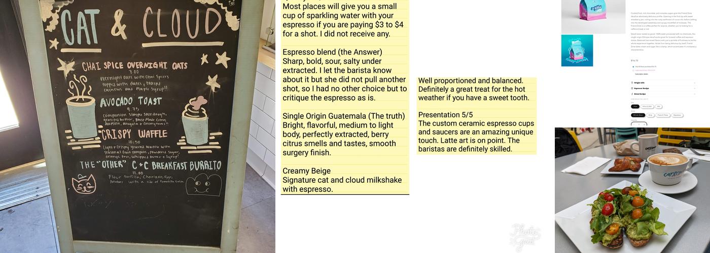 Cat & Cloud Coffee Menu