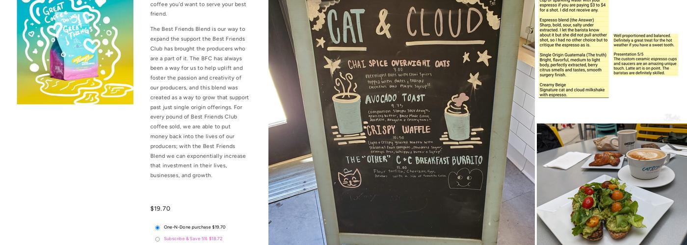 Cat & Cloud Coffee Menu
