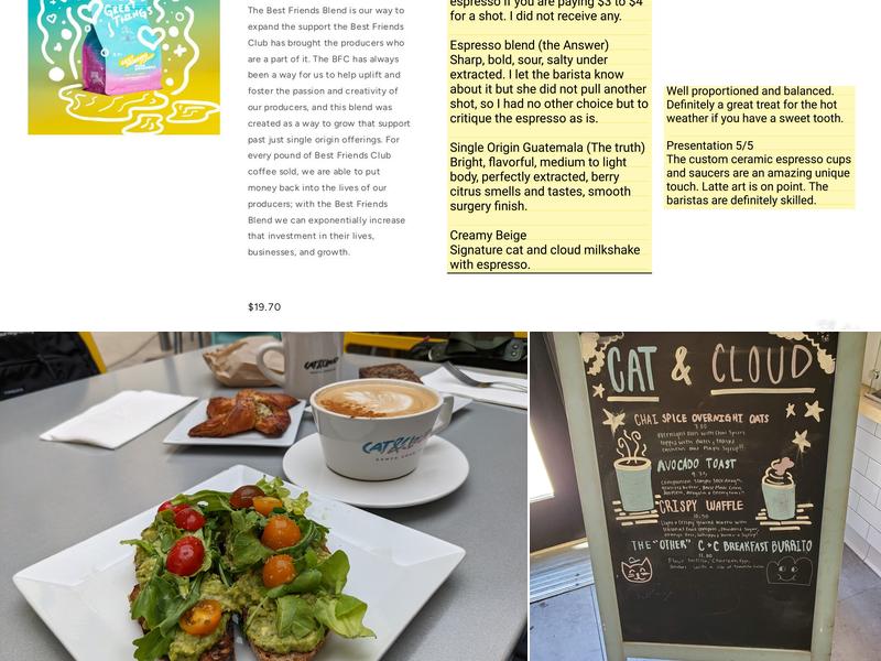 Cat & Cloud Coffee Menu