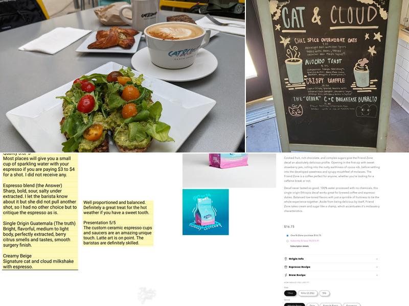 Cat & Cloud Coffee Menu