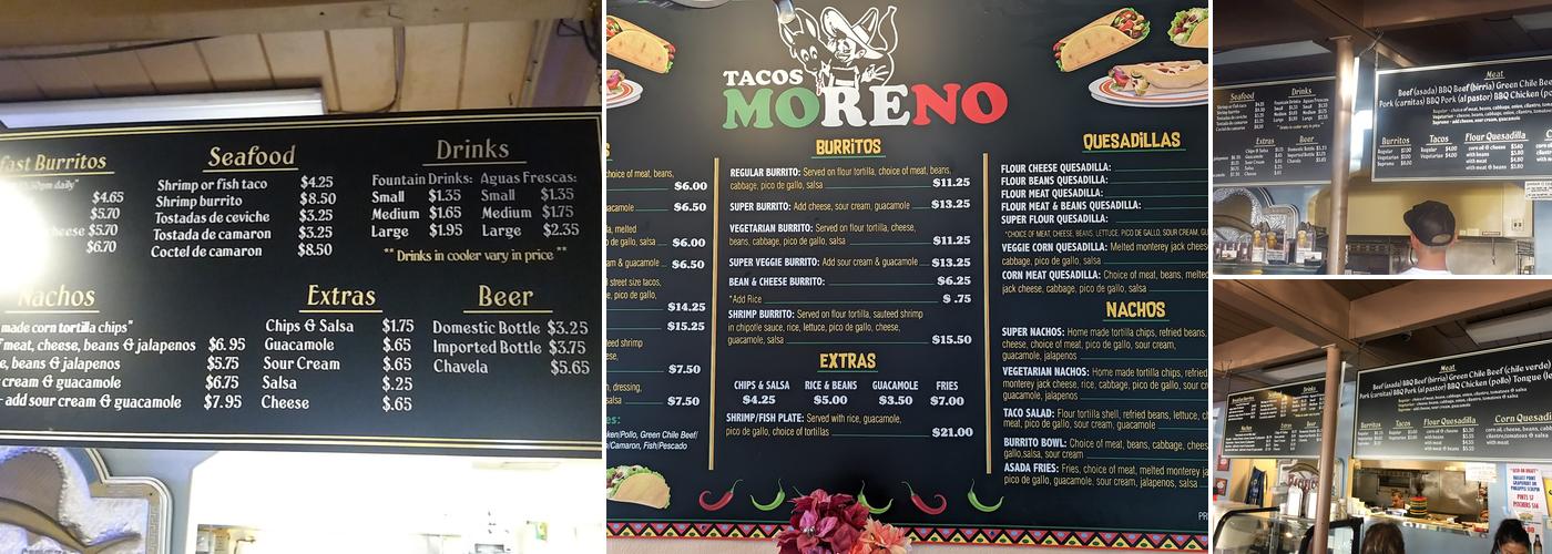 Tacos Moreno Menu