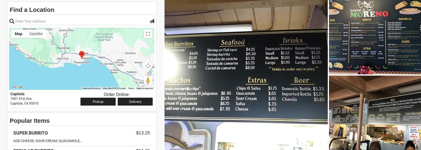 Tacos Moreno Menu