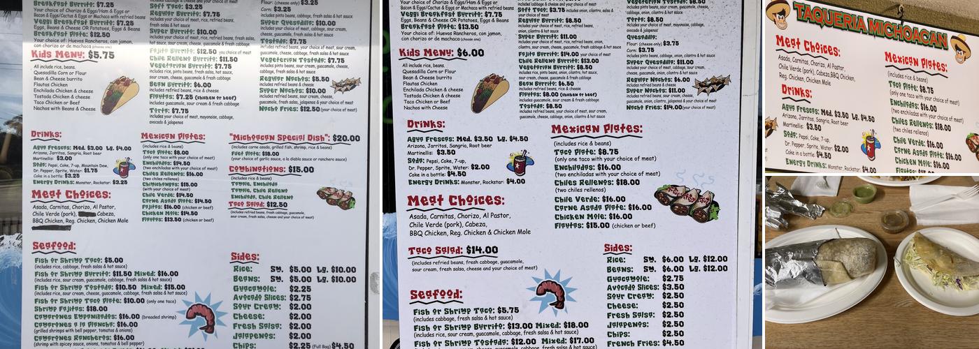 Taqueria Michoacan Menu