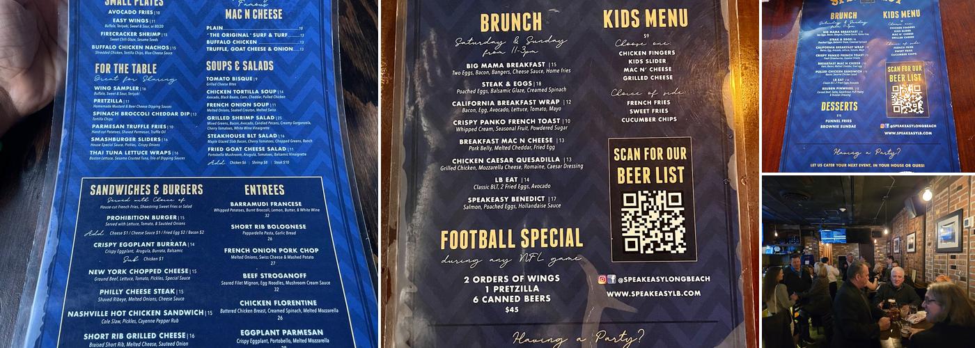 Speakeasy Menu