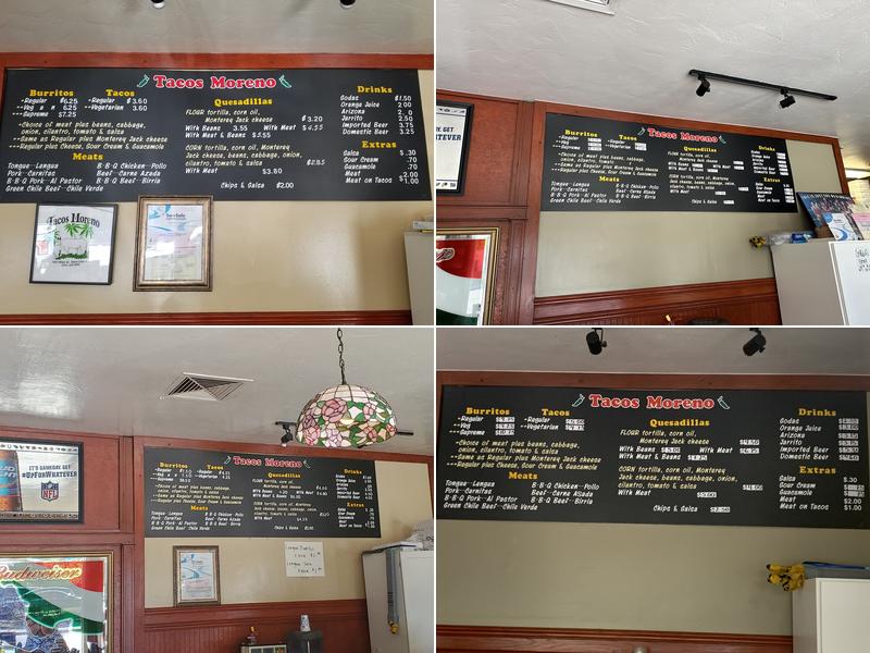 Tacos Moreno Menu