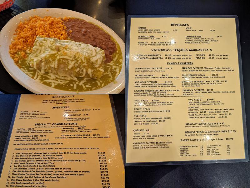 Victoria's Mexican Restaurant Menu