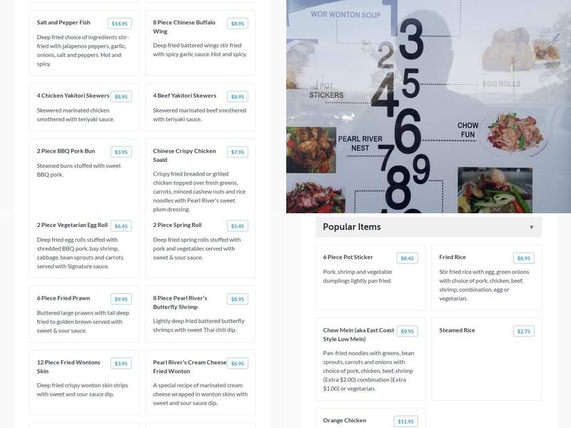 Pearl River Restaurant Menu