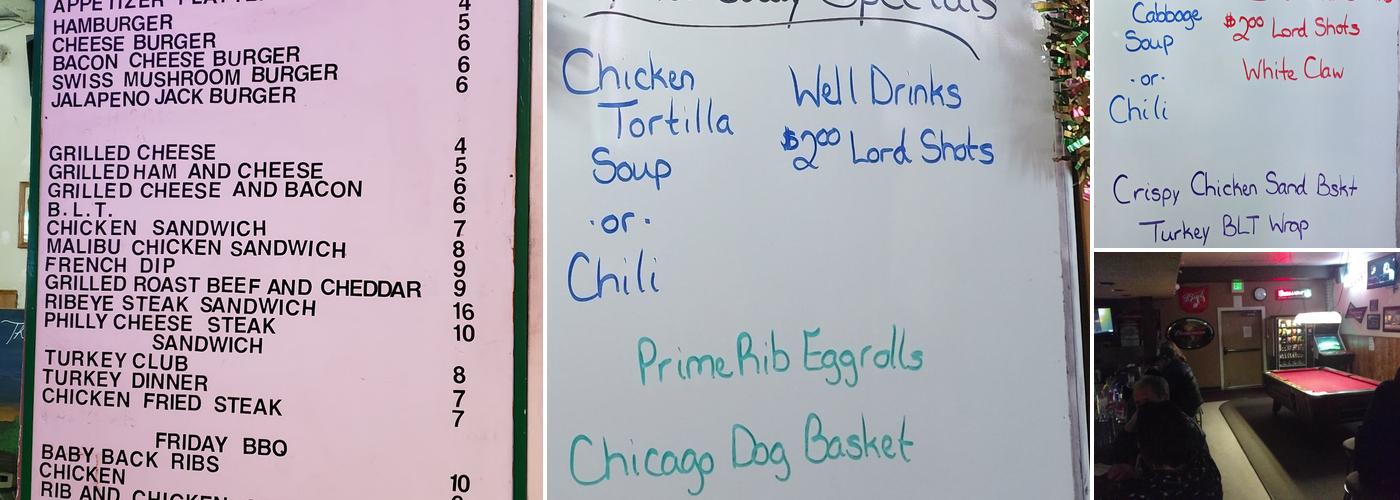 Nowhere Bar & Grill Menu