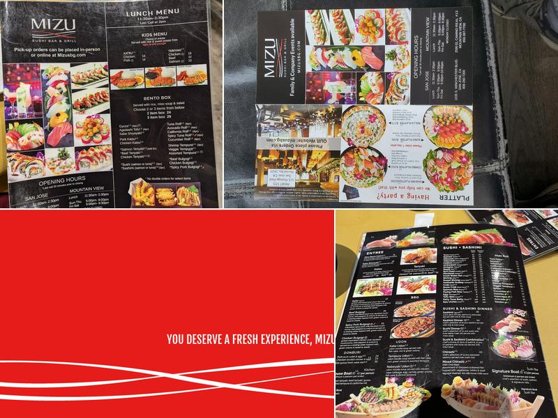 Mizu Sushi Bar & Grill Menu