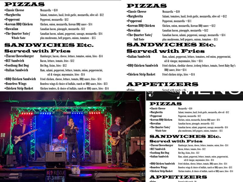 Quarter Note Bar & Grill Menu