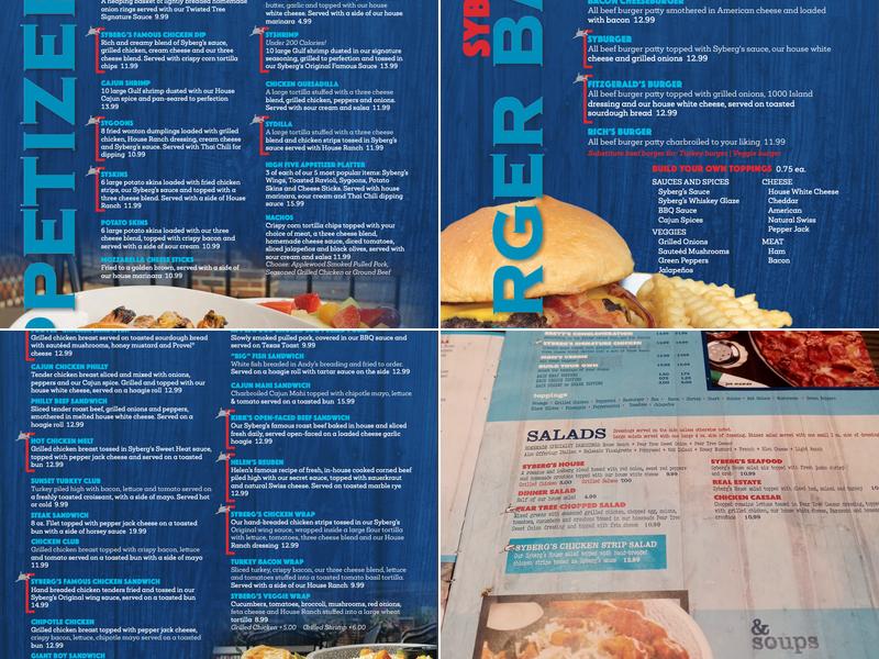 Syberg's Chesterfield Menu