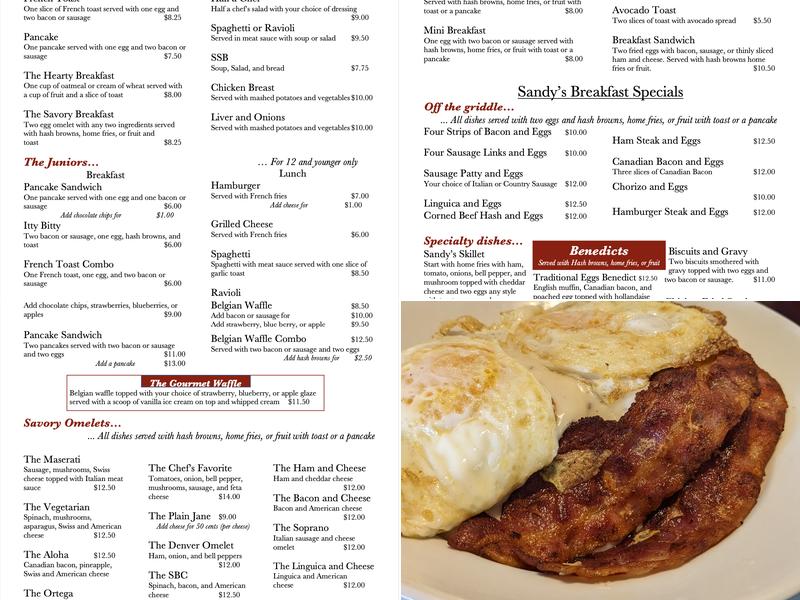 Sandy's Café Menu