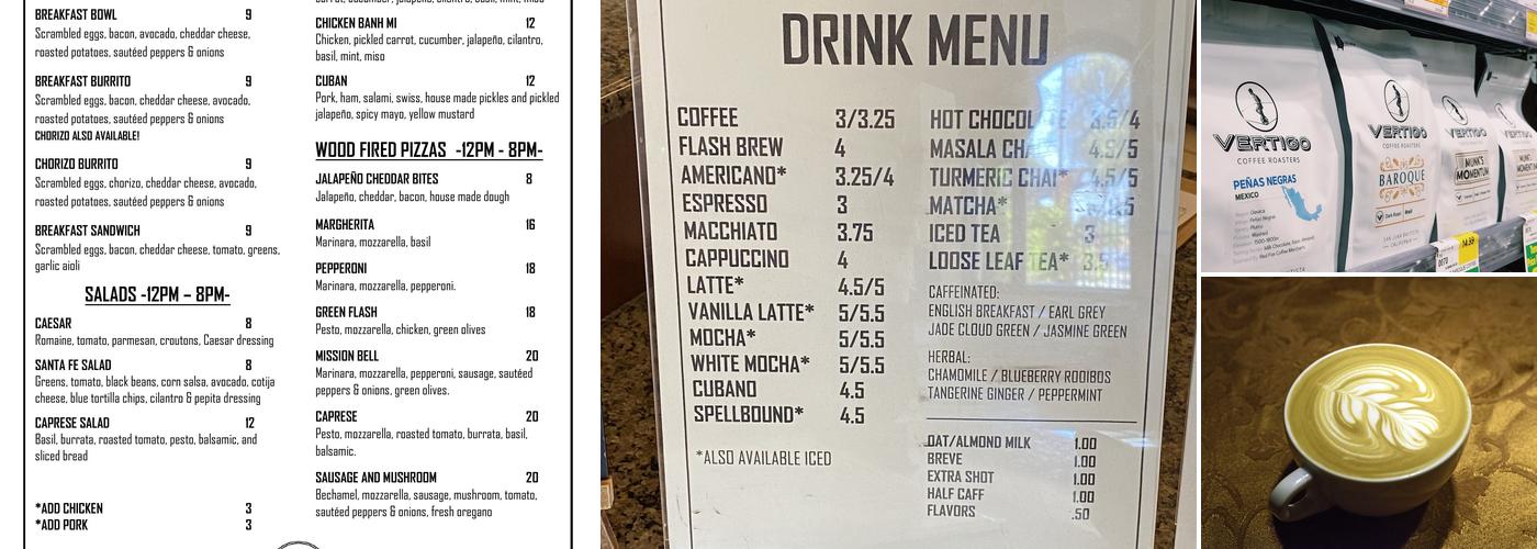 Vertigo Coffee Roasters Menu