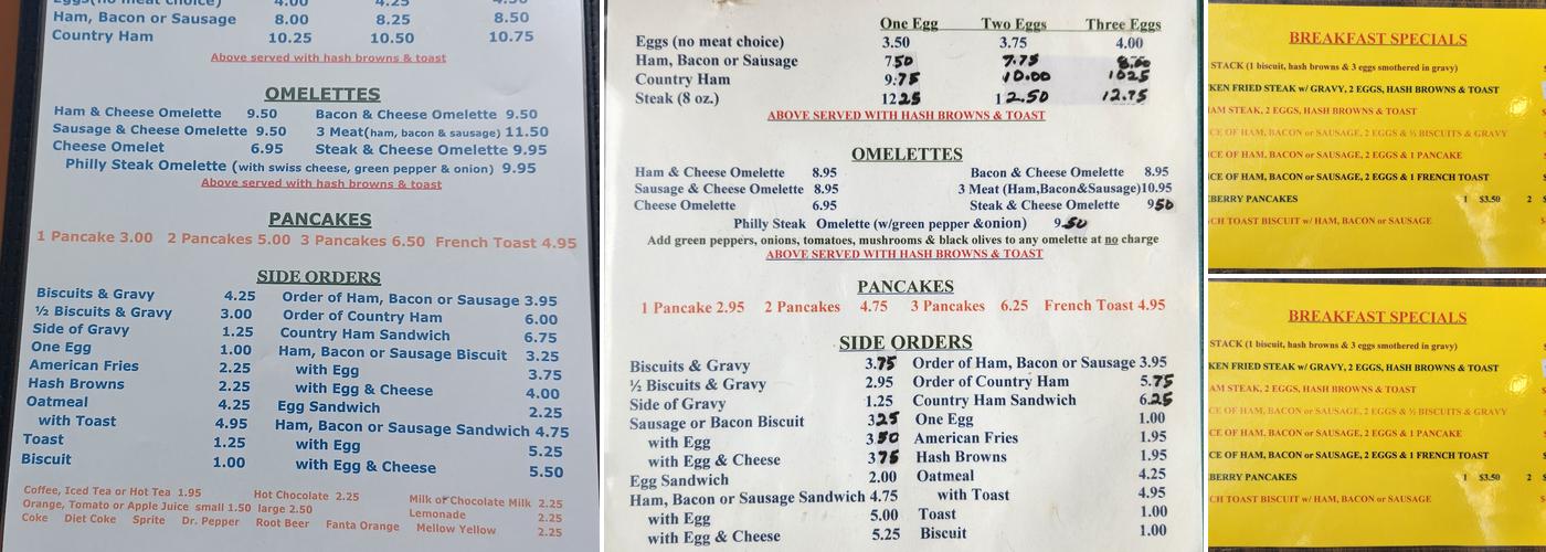 Dudley's Menu