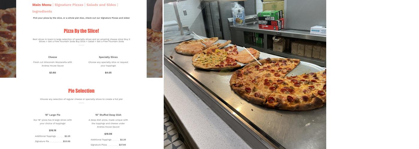 Andrea Pizza Menu