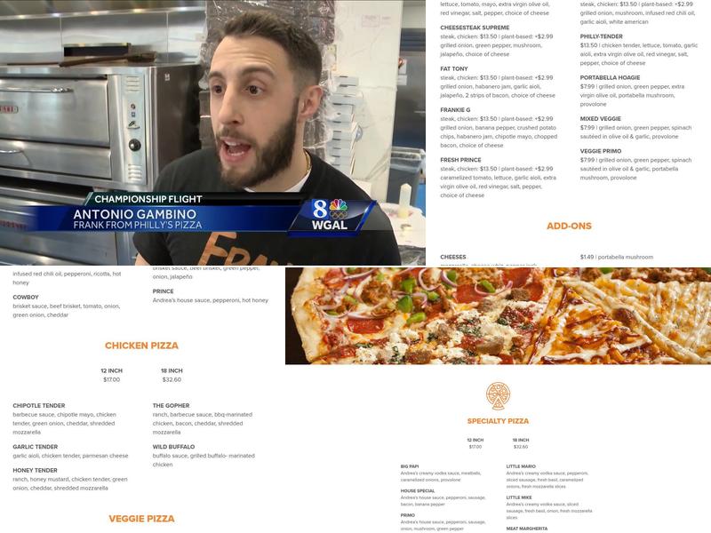 Frank From Philly & Andrea Pizza Menu