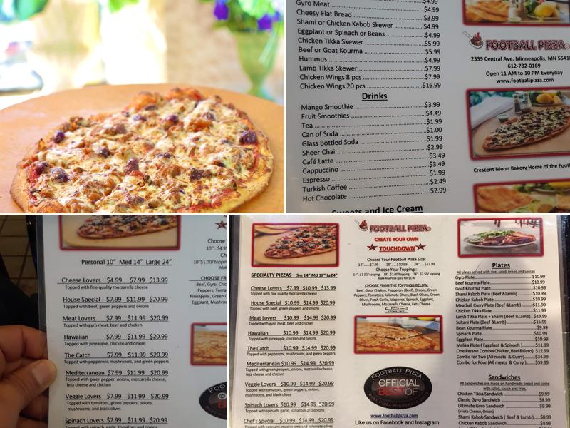 Football Pizza Menu