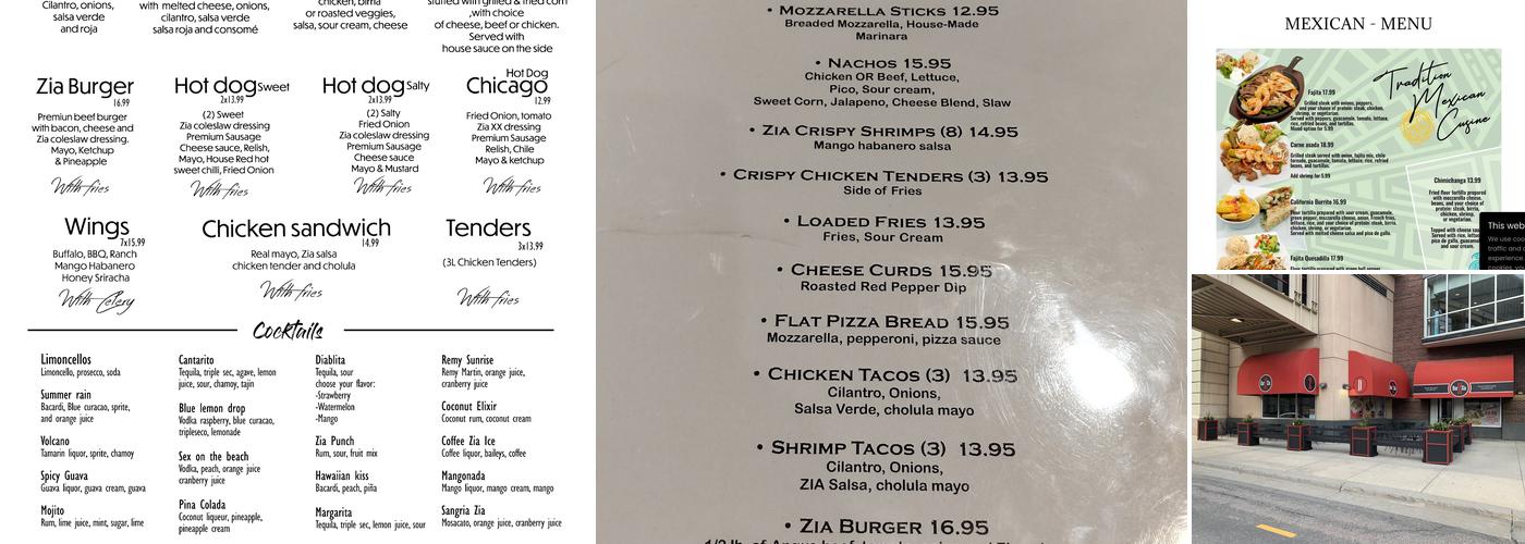 Bar Zia & Restaurant Menu