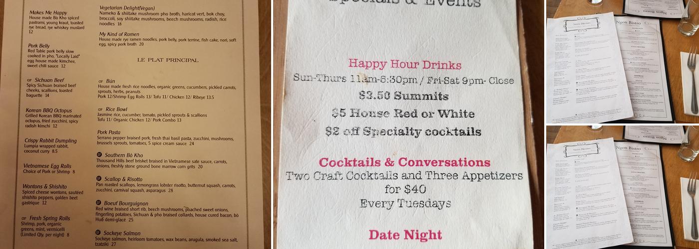 Ngon Bistro Menu
