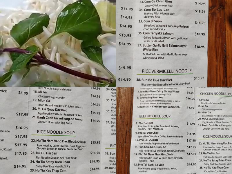 Simmering Pho Cafe Menu