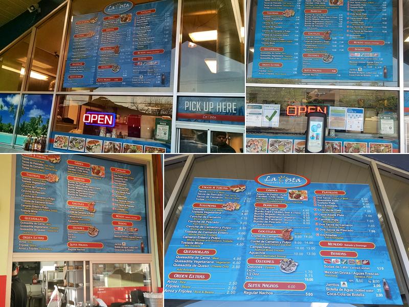 Mariscos La Costa Menu