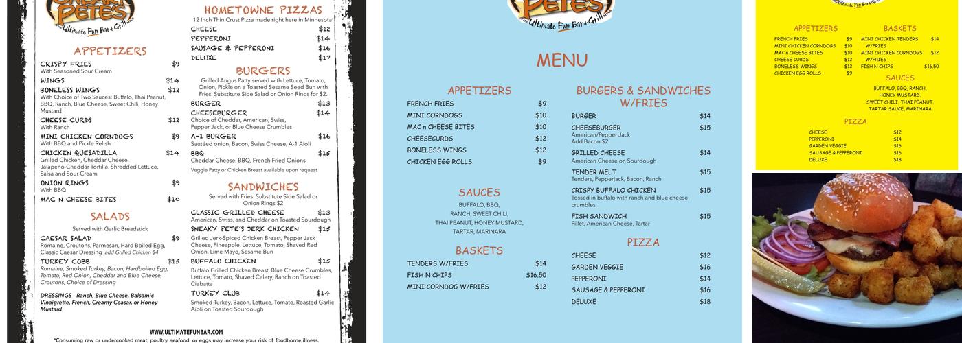 Sneaky Pete's Menu
