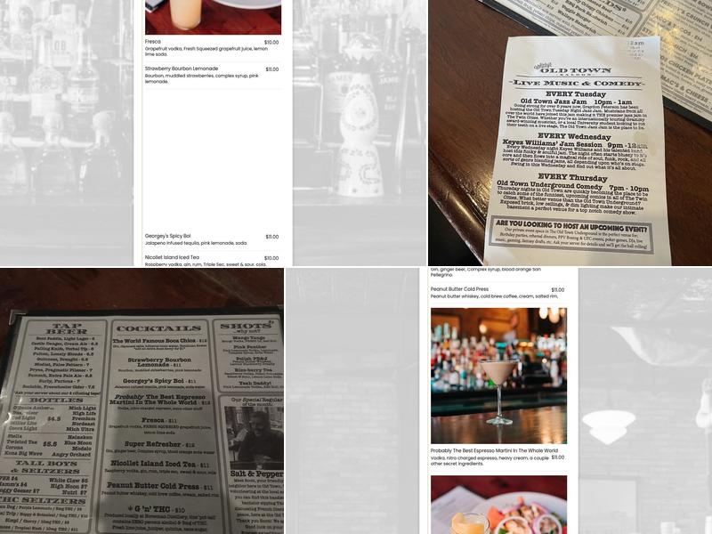 Whitey's Old Town Saloon Menu