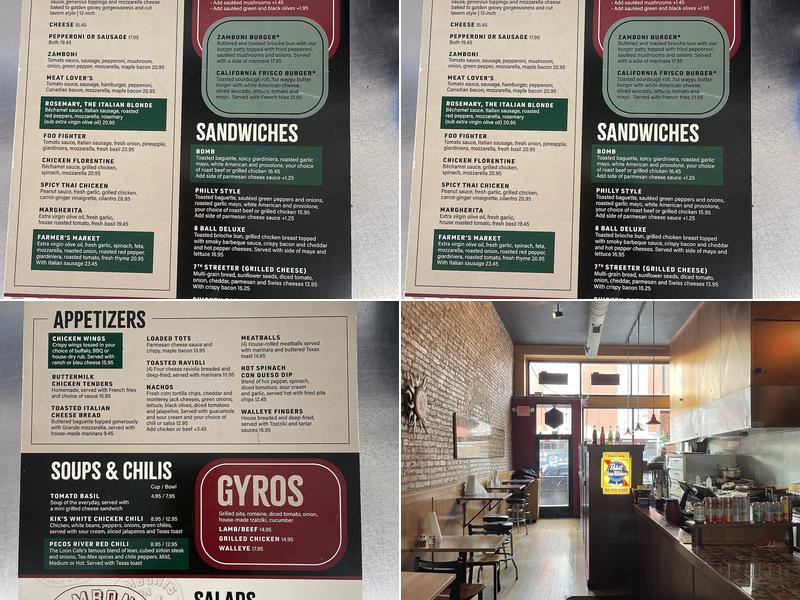 Zamboni’s on 7th Restaurant and Bar Menu