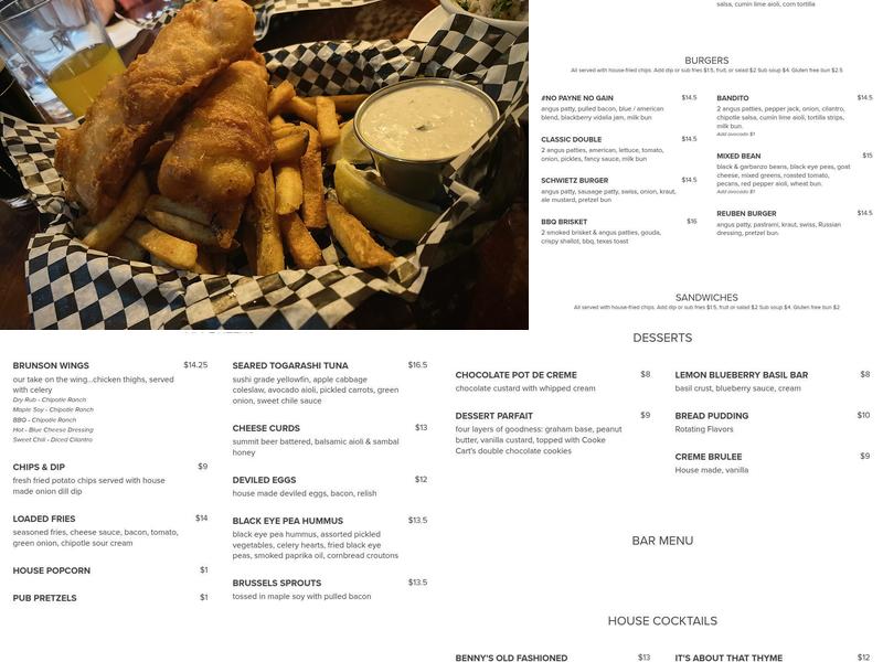 Brunson's Pub Menu
