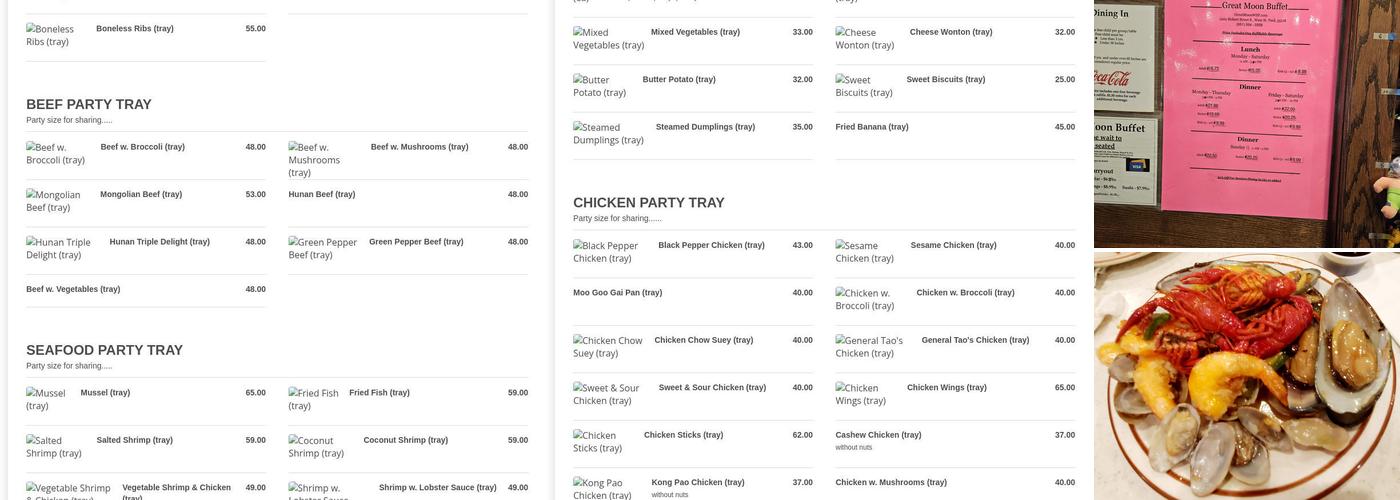 Great Moon Buffet Menu