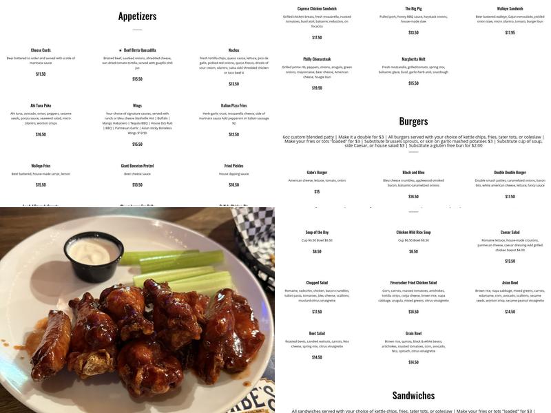 Gabe's Bar & Kitchen Menu