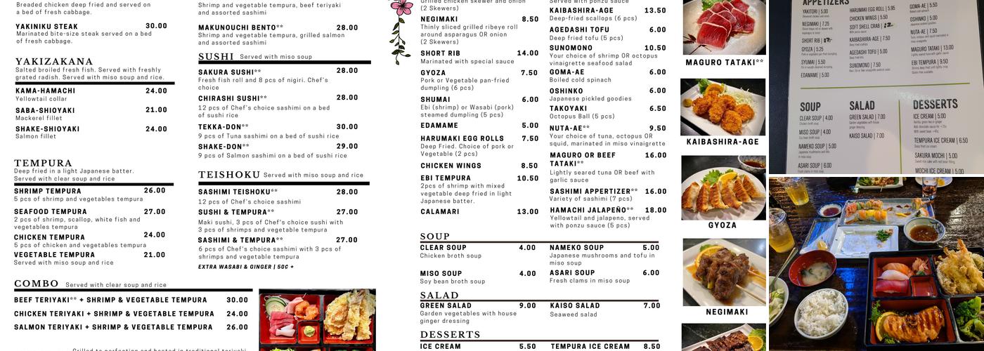 Sakura Restaurant & Bar Menu