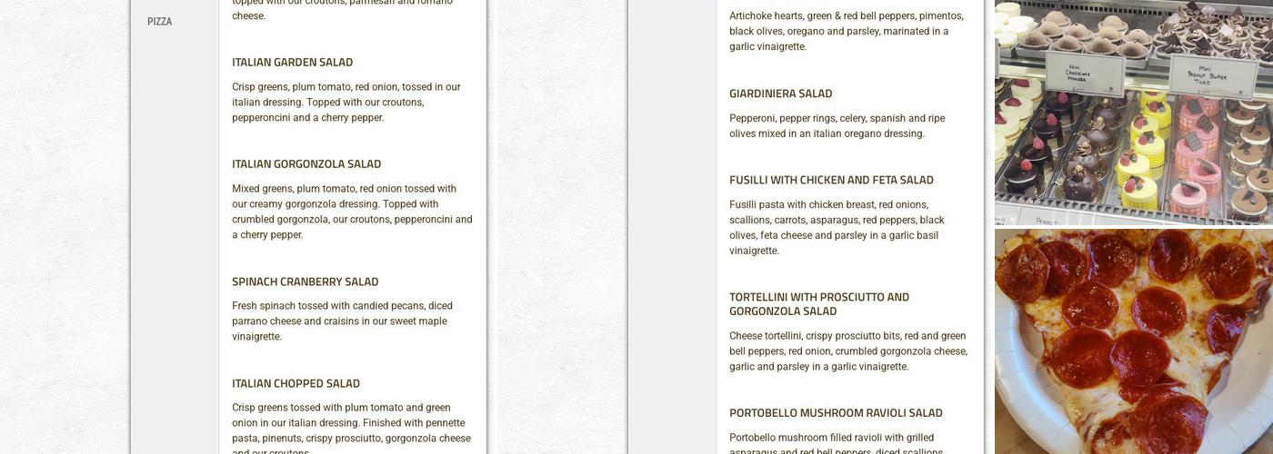Cossettas Menu