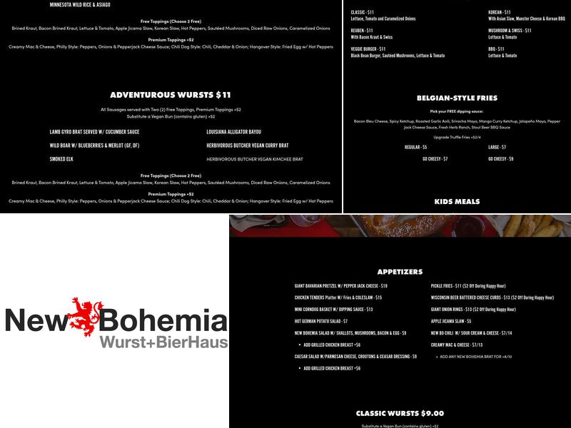 New Bohemia - St. Paul Menu