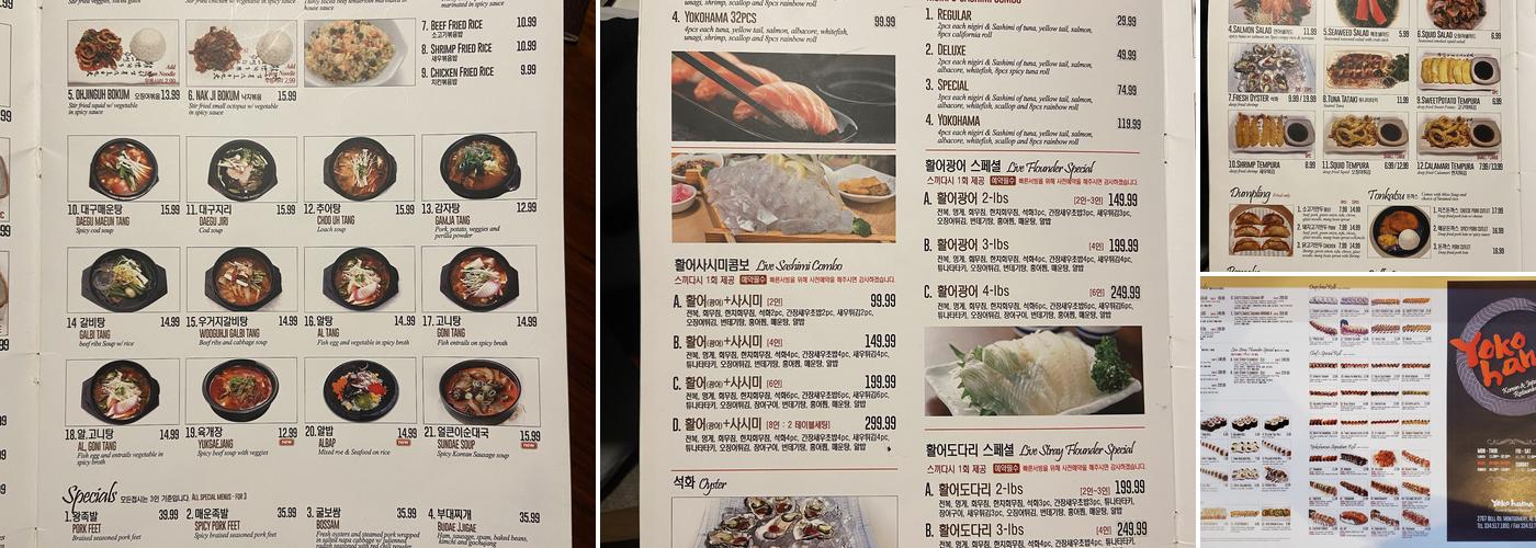 Yokohama Japanese Restaurant Menu