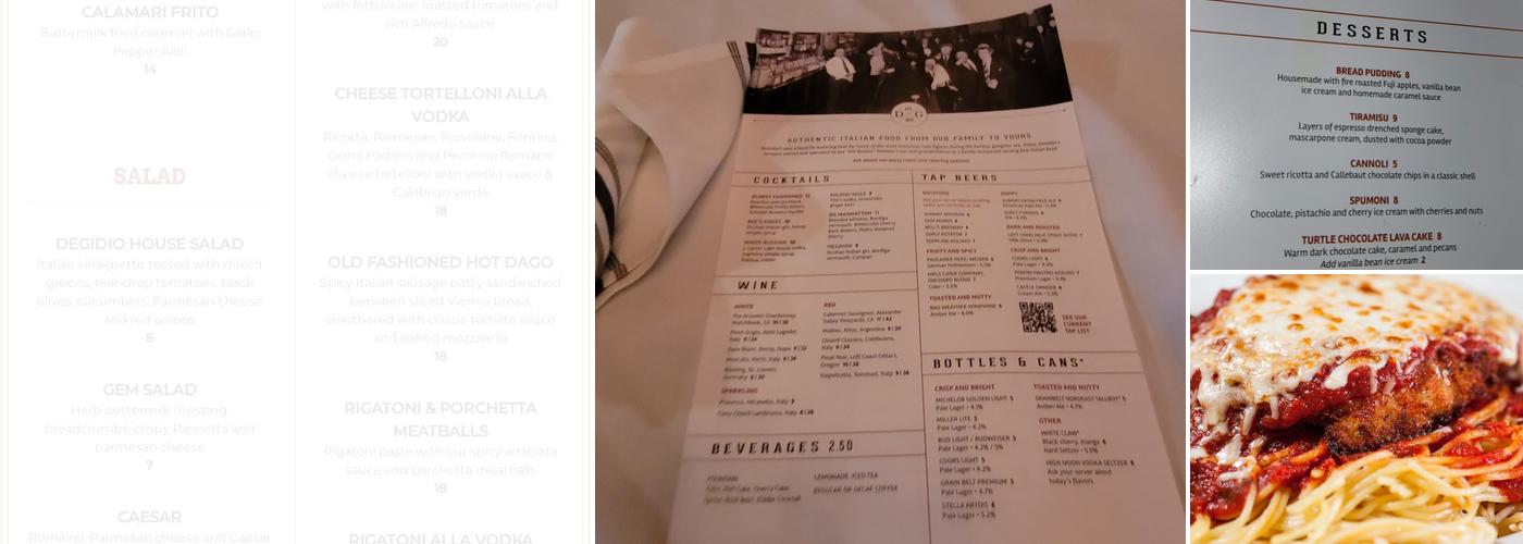 DeGidio's Restaurant & Bar Menu