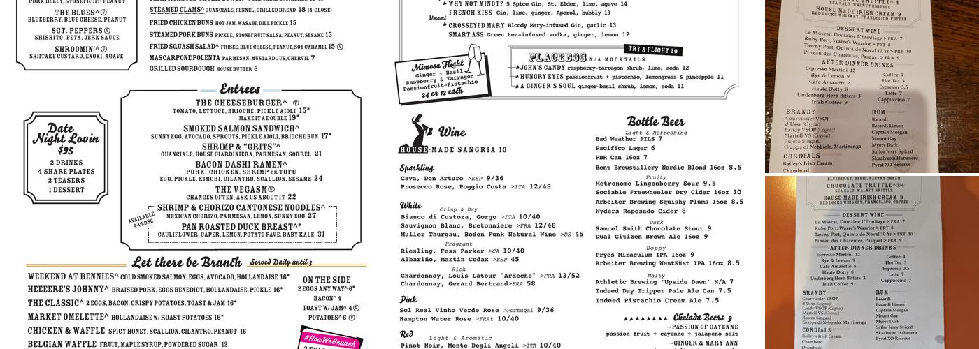 Tongue in Cheek Menu