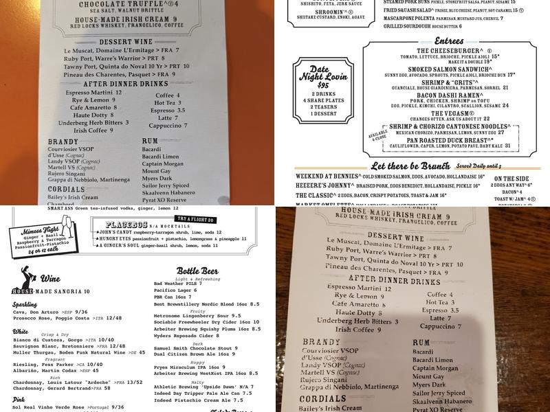 Tongue in Cheek Menu