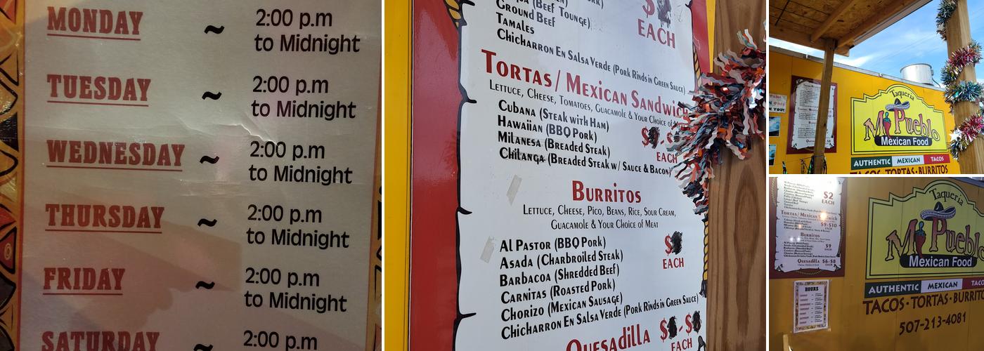 Tacos Mi Pueblo Menu