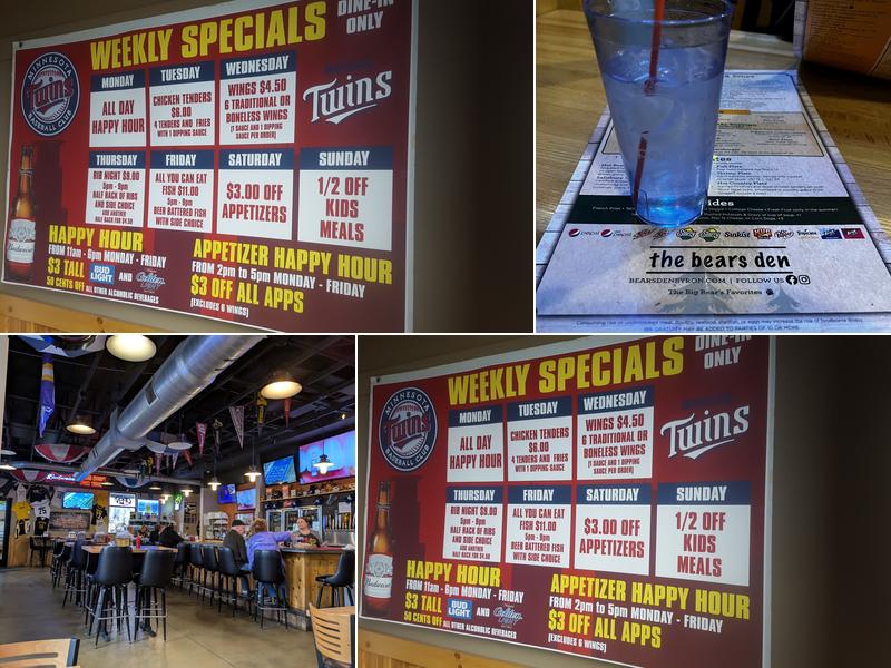 Bears Den Sports Bar & Eatery Menu