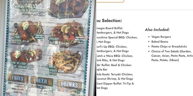 Main Beach Corndogs & Fries Menu